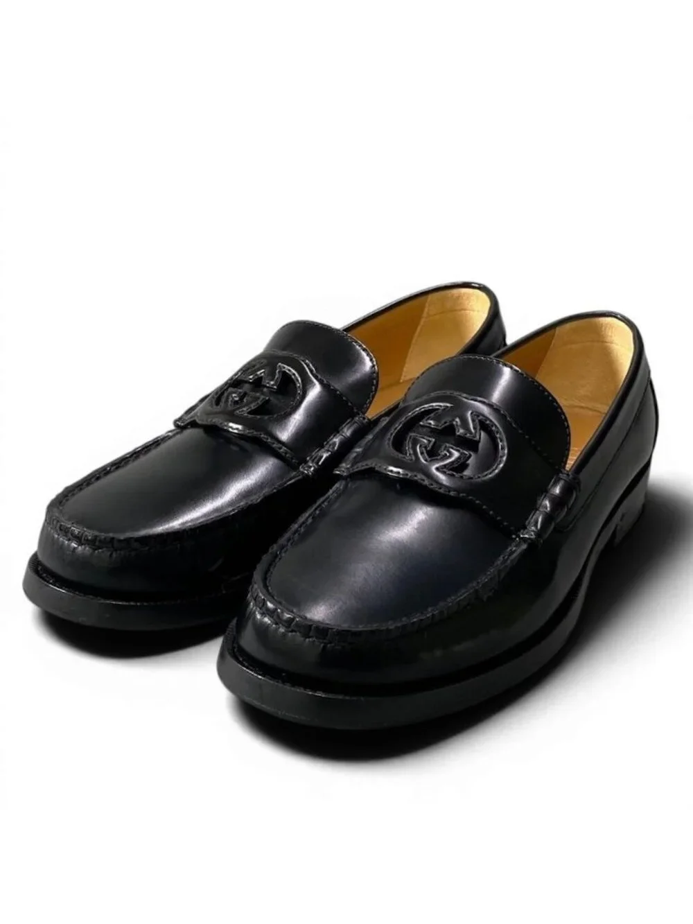 Gucci Interlocking GG Logo Loafers Shoes Dress Leather